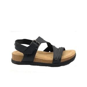 Clarks Collection Adjustable Sandals Brynn Step Black Leather 8W